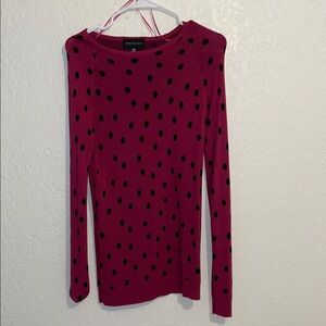 Fitted burgundy Long Sleeve crew Neck top
